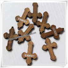 Christmas Hot Stamping Silver Ink Jesus Wood Cross (IO-cw036)
